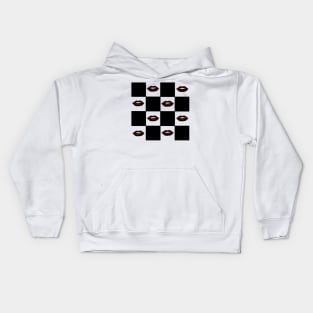 Black and White Checkerboard Lips Pattern Kids Hoodie